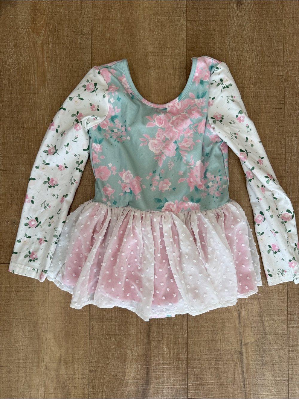 Cheeky Plum Floral Mint and Pink Long Sleeve Tutudress leotard